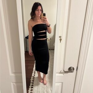 Zara Black Strapless Dress with Cut-Outs